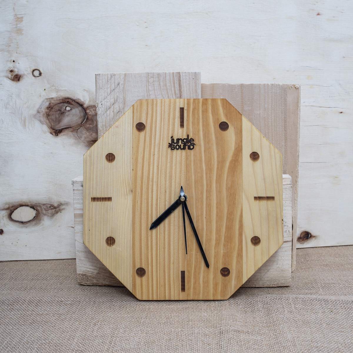 Wooden Wall Clock (Octagon) – Handmade Wooden Wall Décor Clock with Premium Natural Finish, Modern Minimal Home & Office Wall Hanging, Eco-Friendly Gift for Living Room